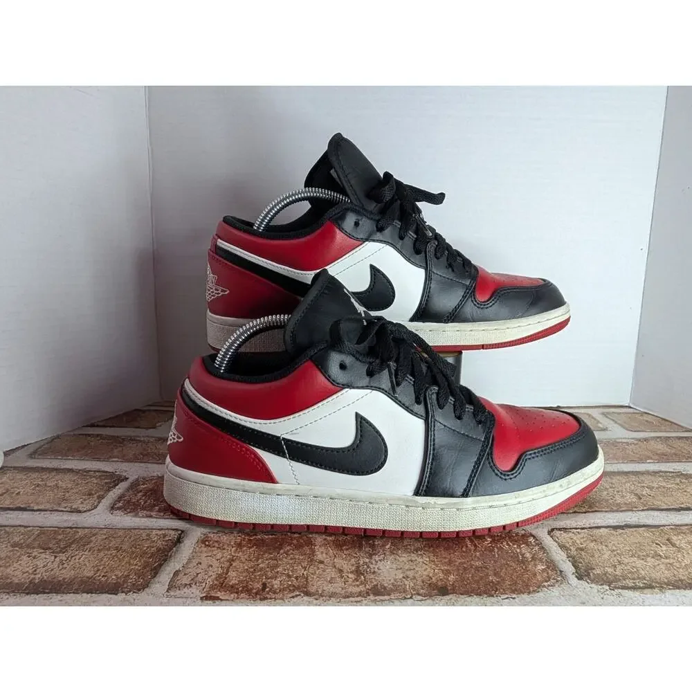 Jordan Air Jordan 1 Low Bred Toe Black Red White Men's Athletic Sneakers Size 9